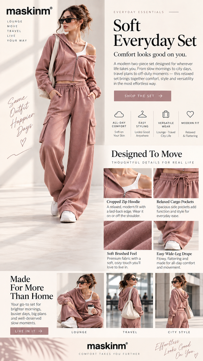 maskinm® Relaxed Cargo Lounge Set Soft Comfort. Effortless Street Style.