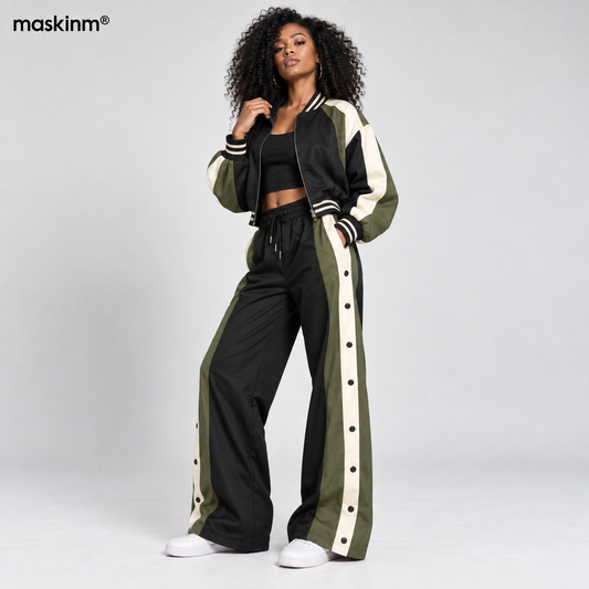 maskinm® Women’s Sporty Color-Block Two-Piece Set