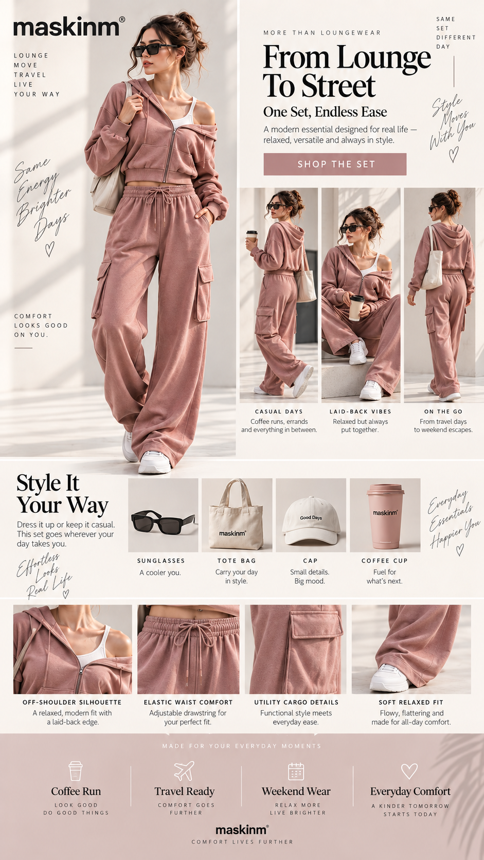 maskinm® Relaxed Cargo Lounge Set Soft Comfort. Effortless Street Style.