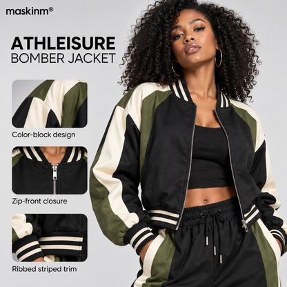maskinm® Women’s Sporty Color-Block Two-Piece Set