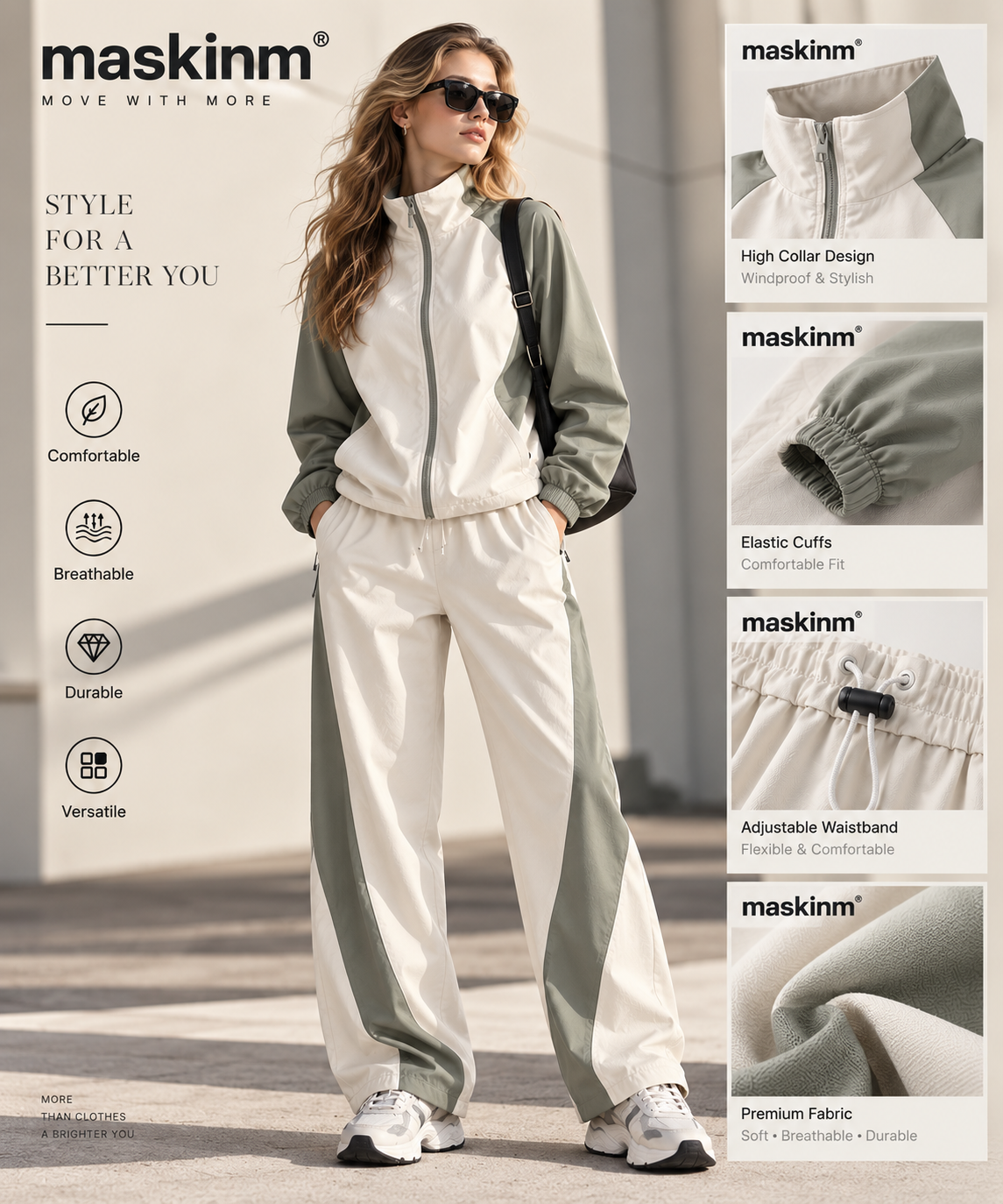 maskinm® Women's Contrast Track Set  Effortless Sporty Style. Relaxed Comfort. Everyday Versatility.