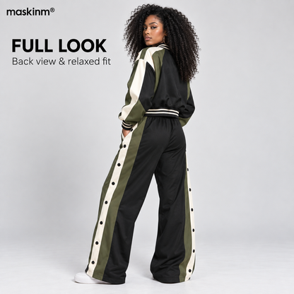 maskinm® Women’s Sporty Color-Block Two-Piece Set