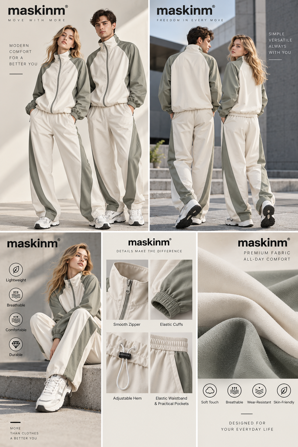 maskinm® Women's Contrast Track Set  Effortless Sporty Style. Relaxed Comfort. Everyday Versatility.