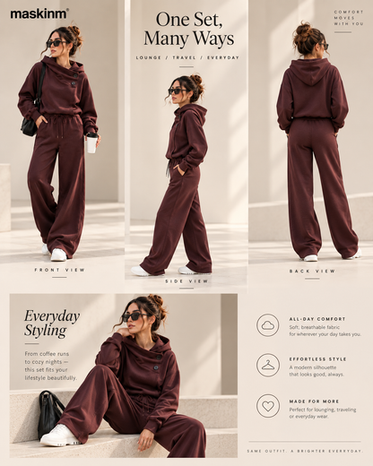 maskinm® Draped Collar Lounge Set Relaxed Comfort. Refined Everyday Style.