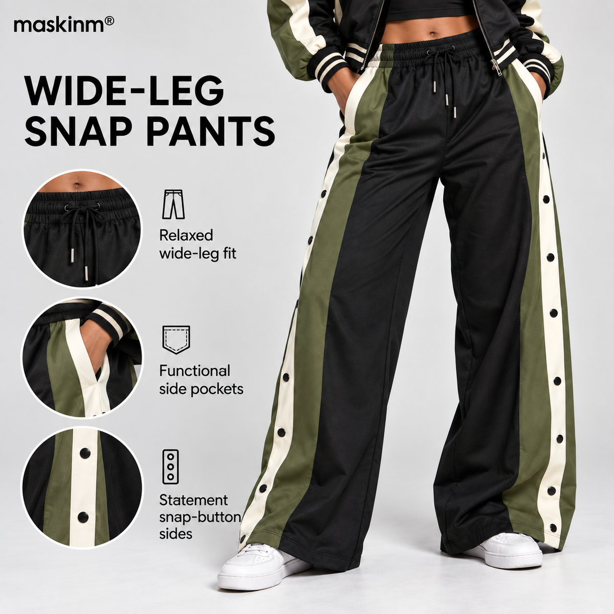 maskinm® Women’s Sporty Color-Block Two-Piece Set
