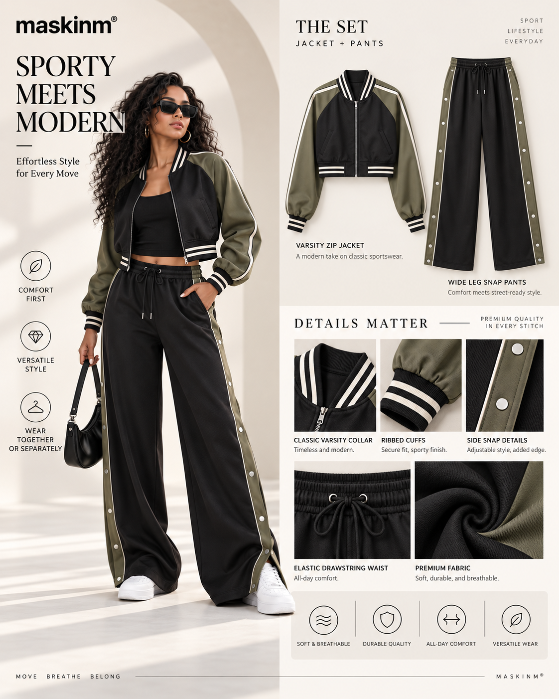 maskinm® Sport-Luxe Contrast Track Set Bold Contrast. Effortless Confidence.