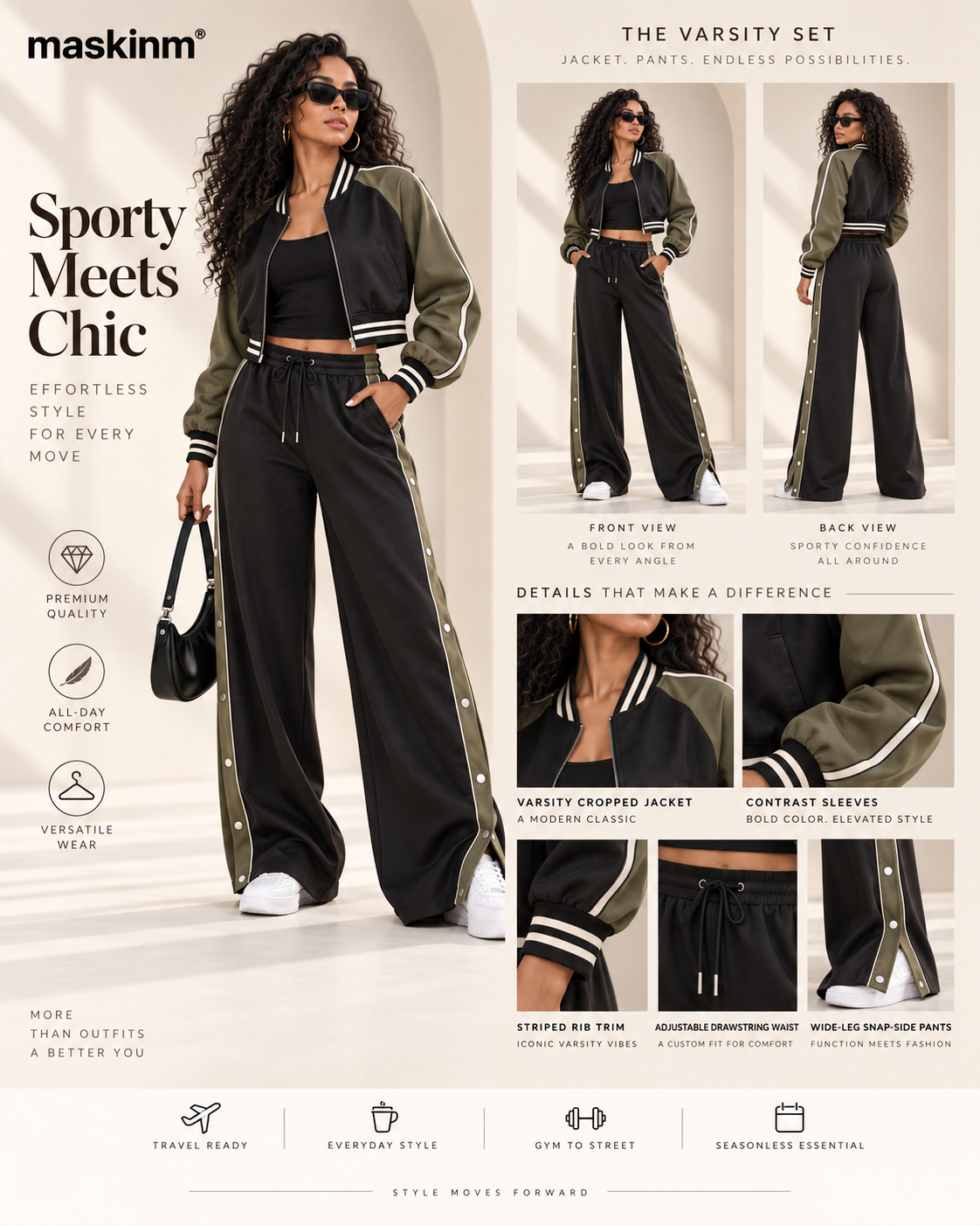 maskinm® Sport-Luxe Contrast Track Set Bold Contrast. Effortless Confidence.