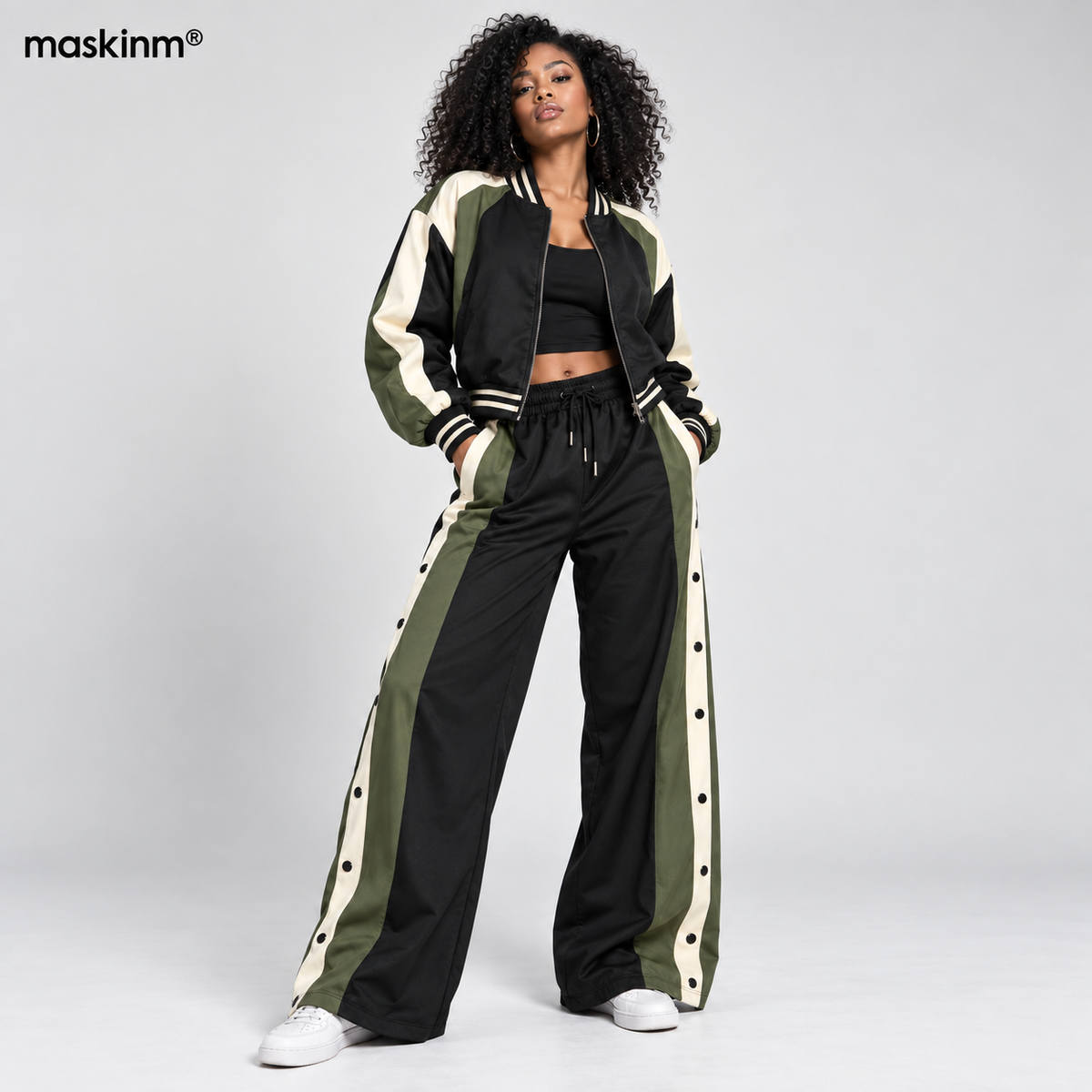 maskinm® Women’s Sporty Color-Block Two-Piece Set
