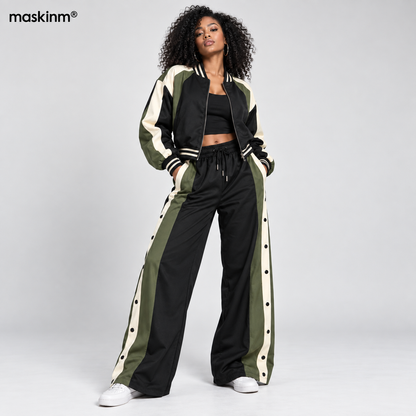 maskinm® Women’s Sporty Color-Block Two-Piece Set