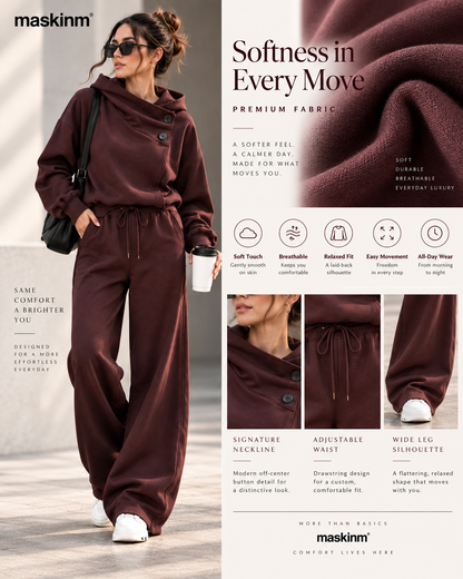 maskinm® Draped Collar Lounge Set Relaxed Comfort. Refined Everyday Style.