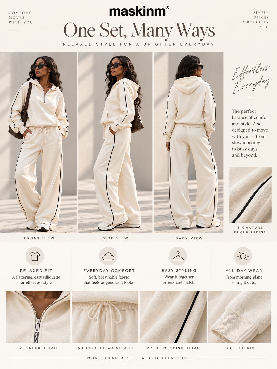 maskinm® Contrast Trim Lounge Set Clean Lines. Soft Comfort. Everyday Ease.