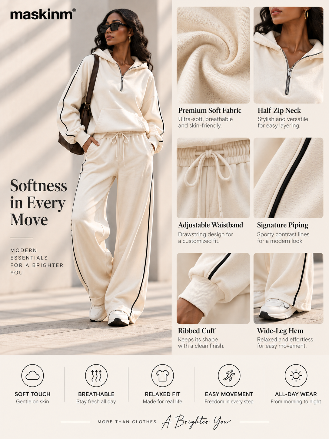 maskinm® Contrast Trim Lounge Set Clean Lines. Soft Comfort. Everyday Ease.