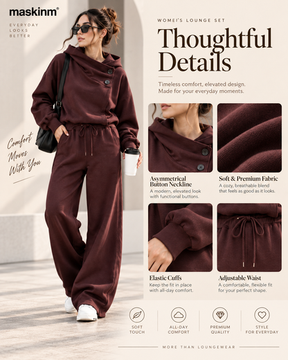 maskinm® Draped Collar Lounge Set Relaxed Comfort. Refined Everyday Style.