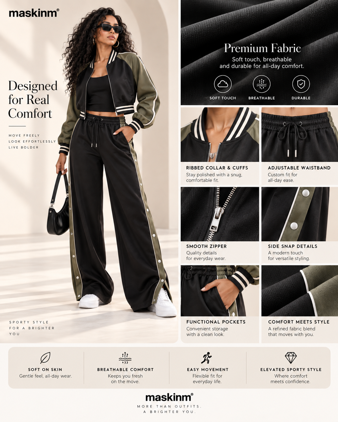 maskinm® Sport-Luxe Contrast Track Set Bold Contrast. Effortless Confidence.